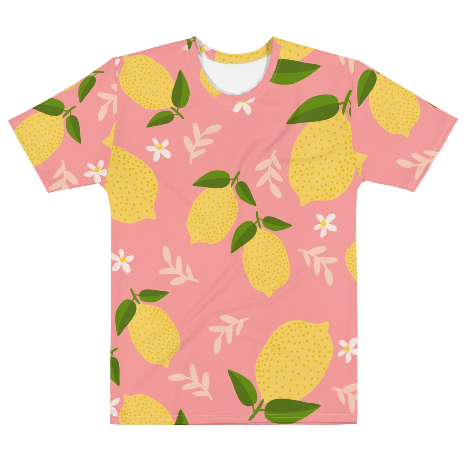 Men's Lemon Pink Pattern Crew Neck T-Shirt - Twinsies Shop