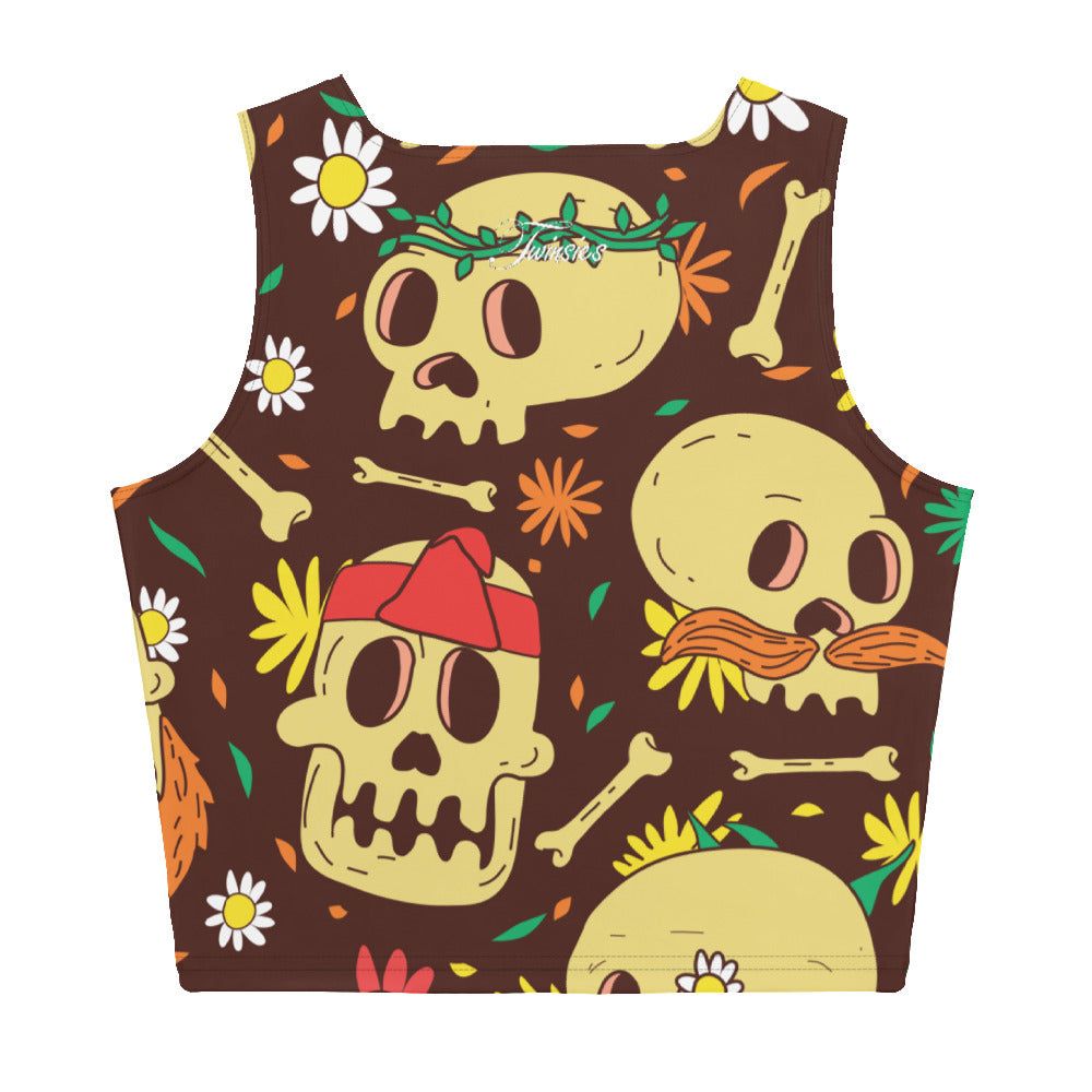 Women's Hippie Skulls Pattern Crop Top - Twinsies Shop