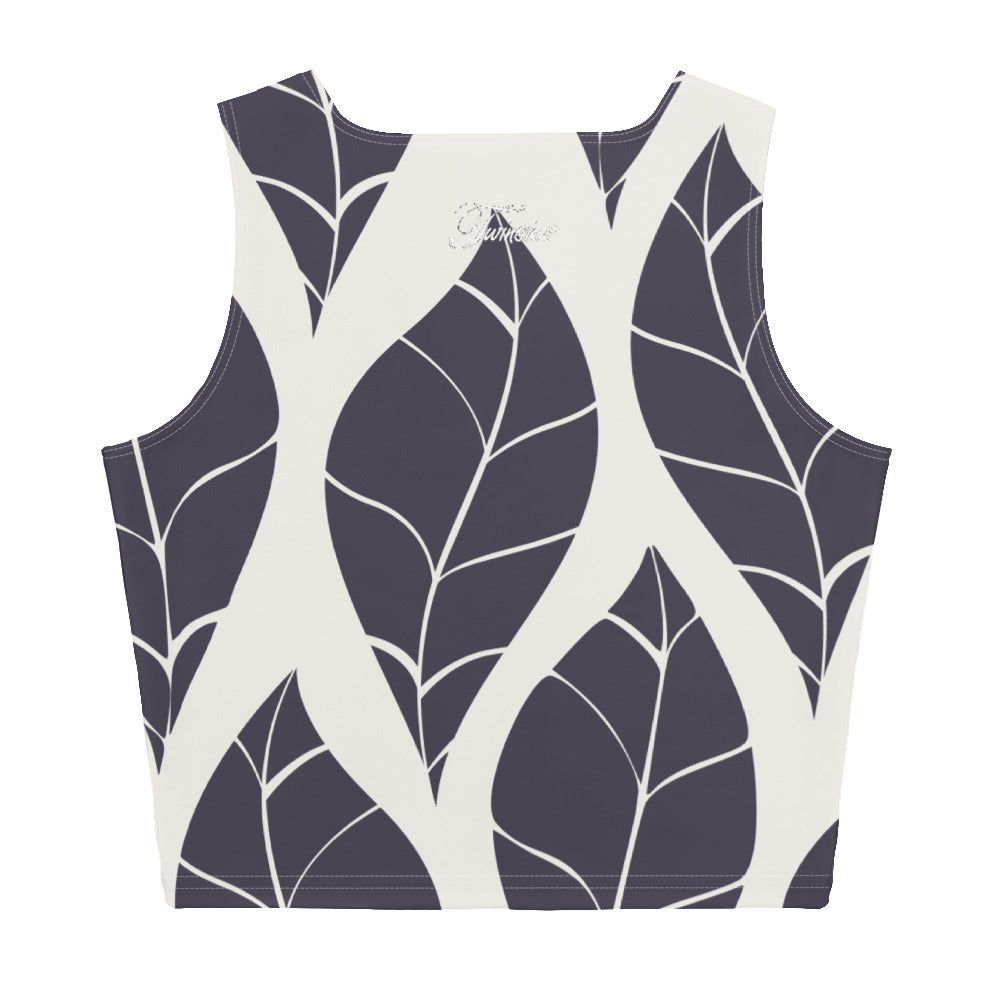Women's Monochrome Leaf Pattern Crop Top - Twinsies Shop