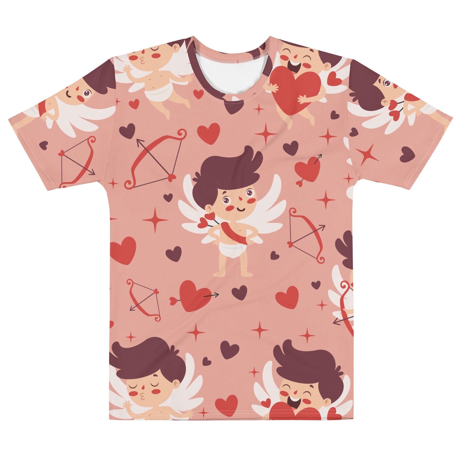 Men's Cupid & Hearts Pattern Crew Neck T-Shirt - Twinsies Shop