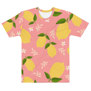 Men's Lemon Pink Pattern Crew Neck T-Shirt - Twinsies Shop
