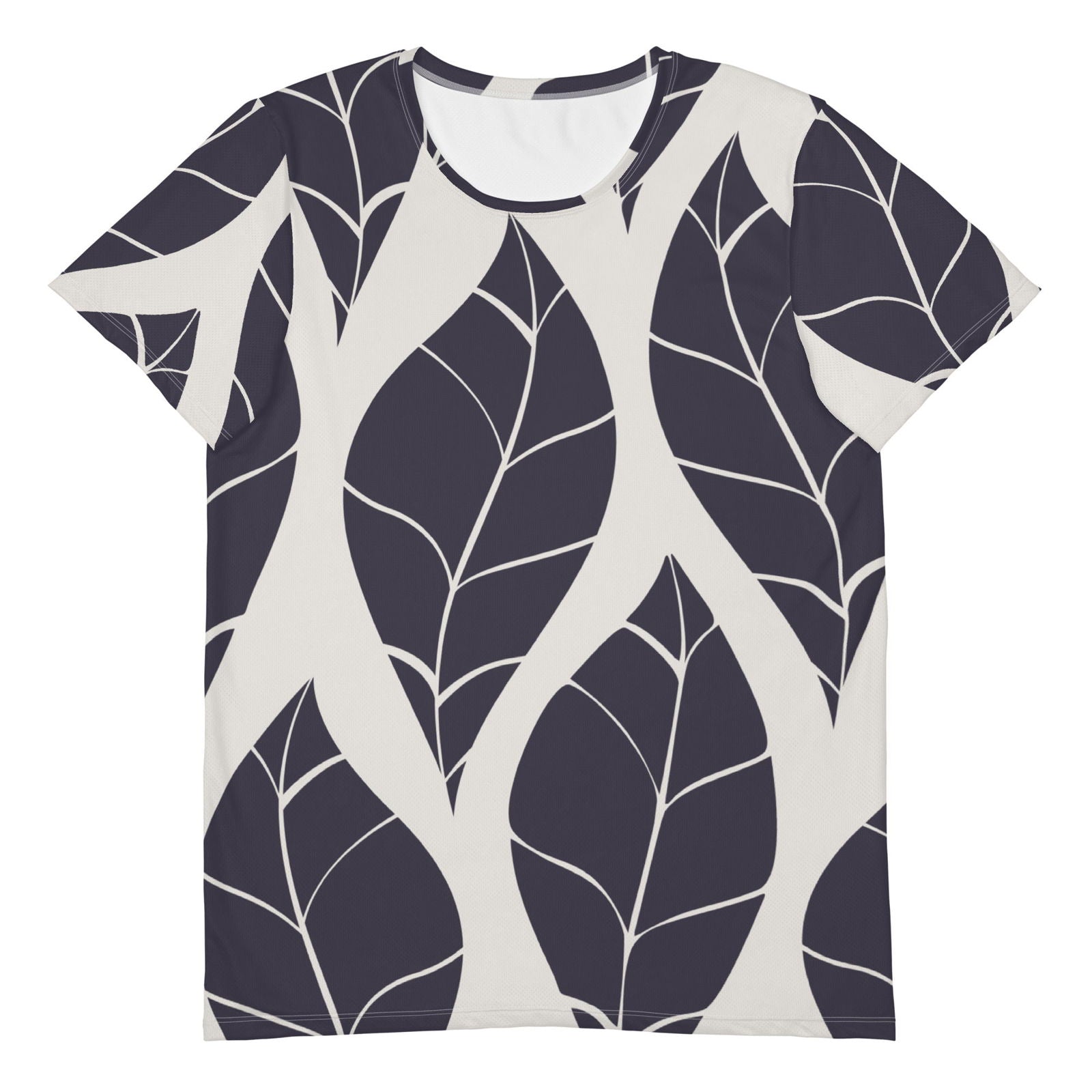 Men's Monochrome Leaf Pattern Athletic T-Shirt - Twinsies Shop