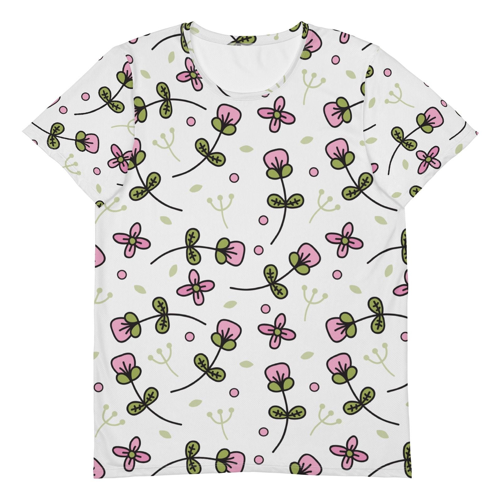 Men's Pink Flower Pattern Athletic T-Shirt - Twinsies Shop