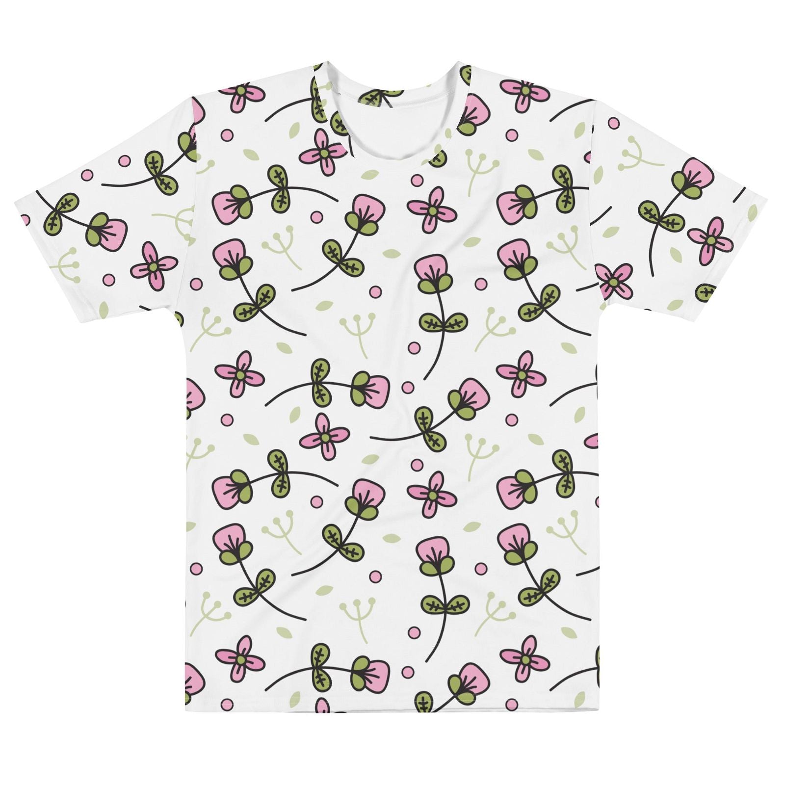 Men's Pink Flower Pattern Crew Neck T-Shirt - Twinsies Shop