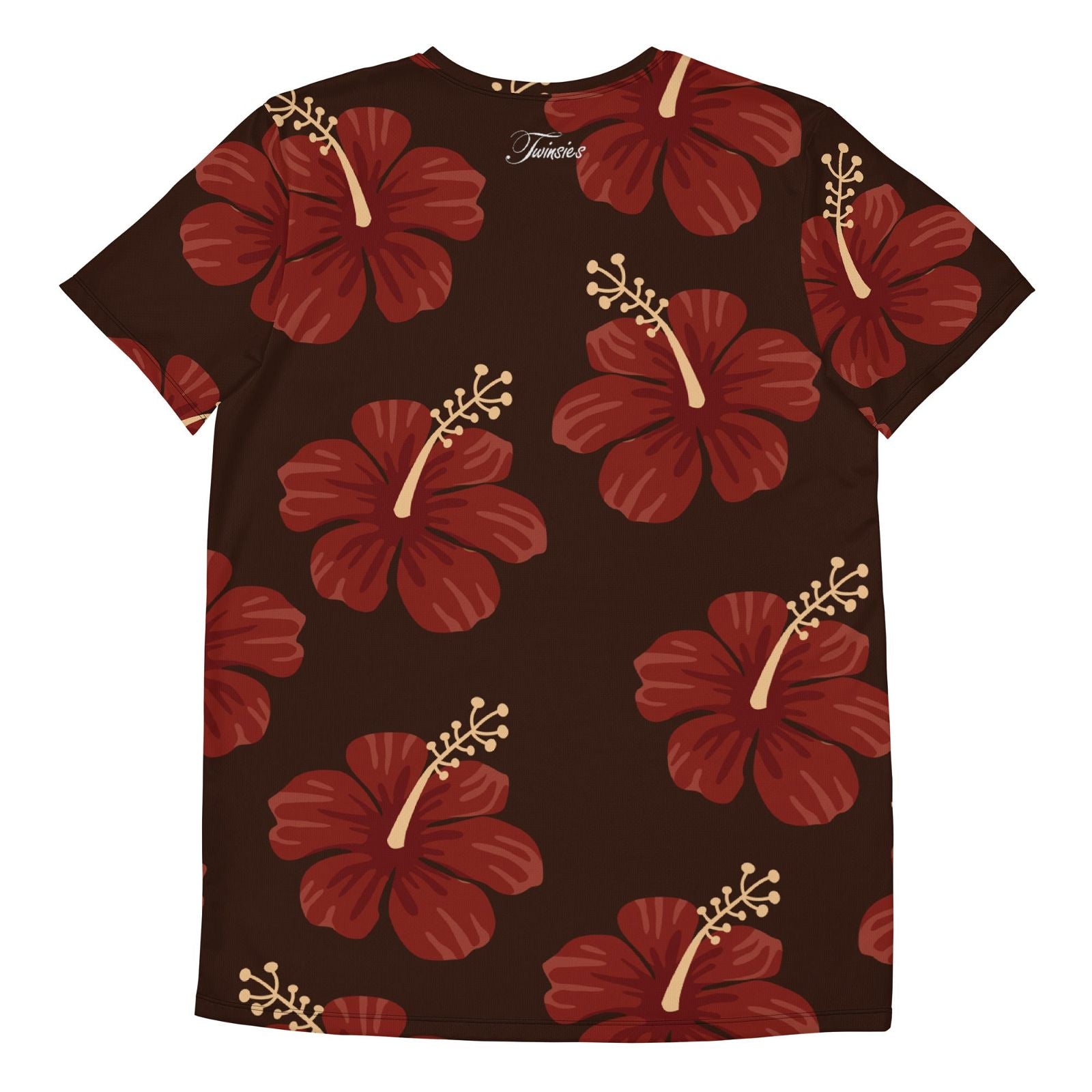 Men's Red Hibiscus Flower Pattern Athletic T-Shirt - Twinsies Shop