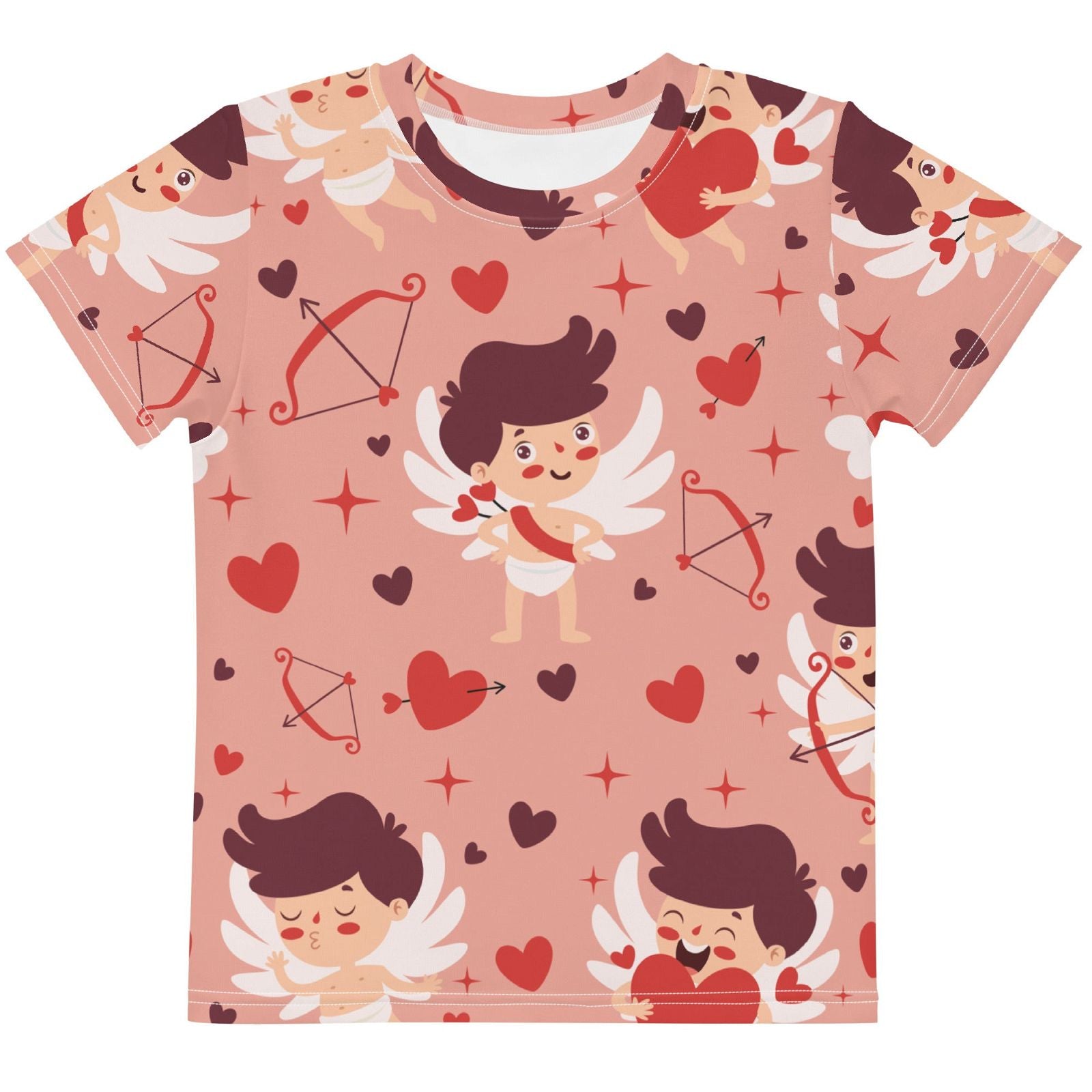 Toddler's Cupid & Hearts Pattern Crew Neck T-Shirt - Twinsies Shop