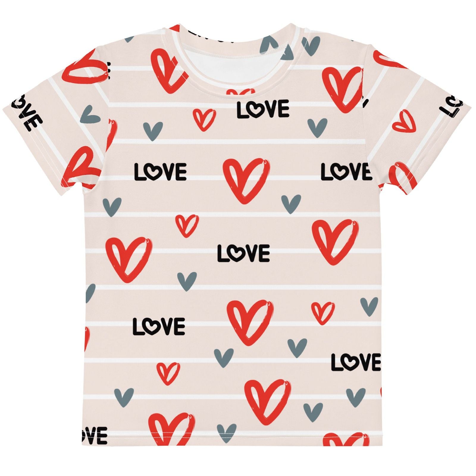 Toddler's Love & Hearts Pattern Crew Neck T-Shirt - Twinsies Shop