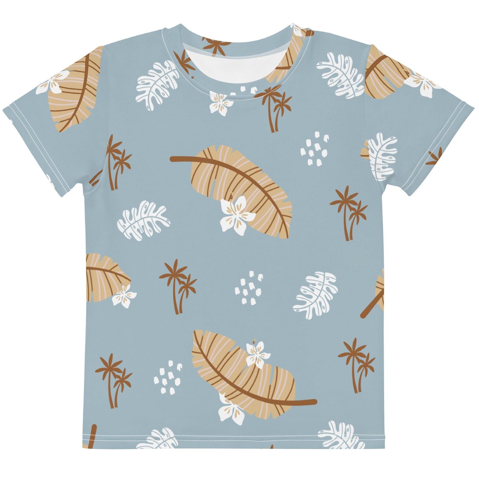 Toddler's Tropical Leaf Pattern Crew Neck T-Shirt - Twinsies Shop