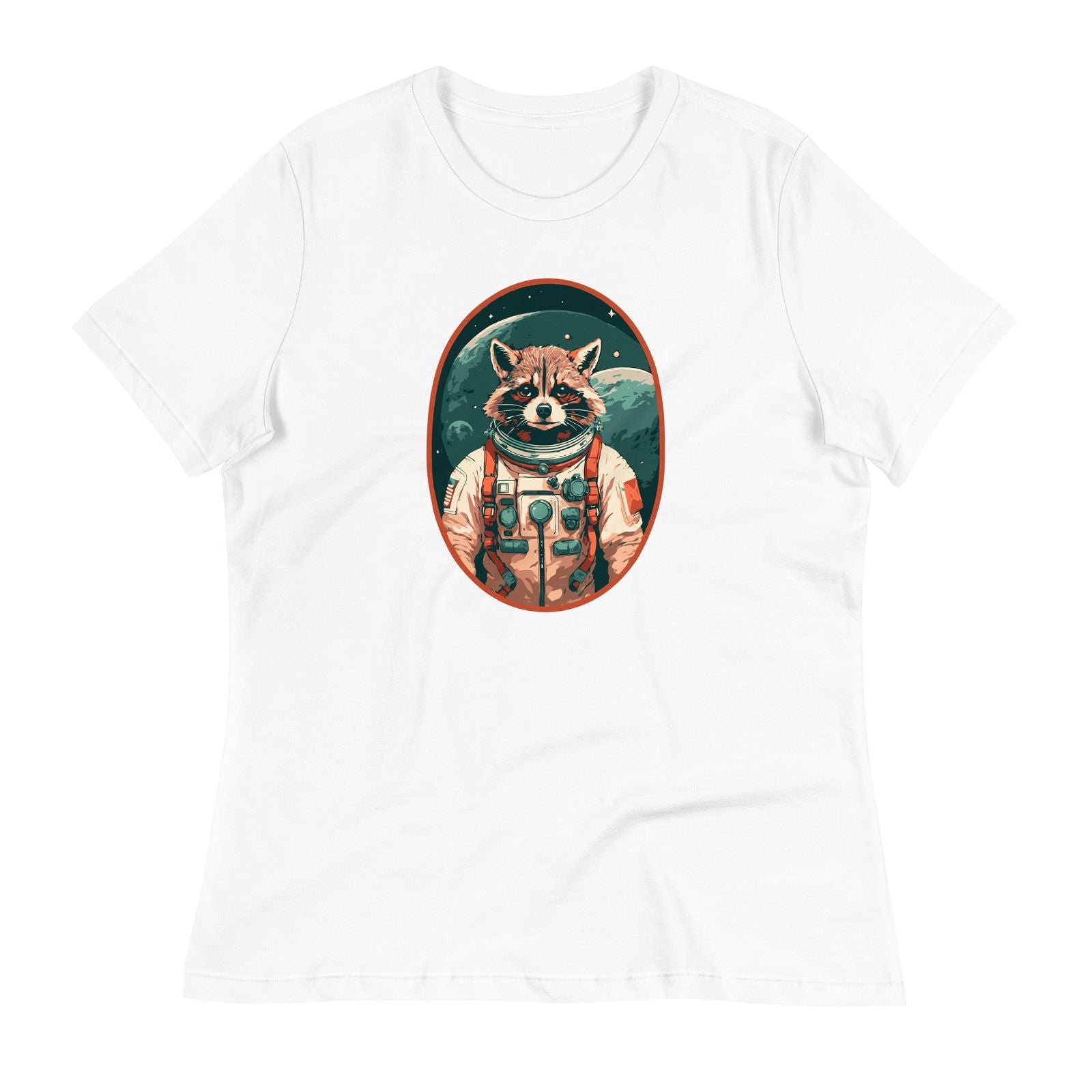 Women's Astronaut Raccoon Relaxed Fit Graphic T-Shirt - Twinsies Shop