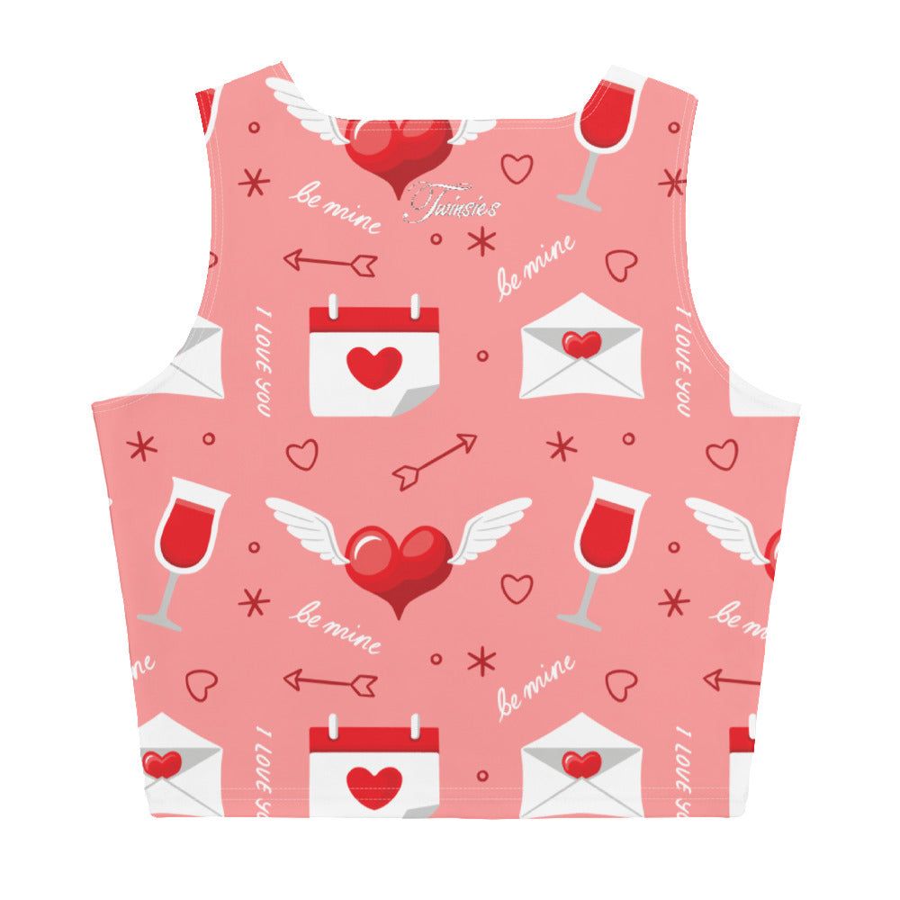 Women's Be Mine Pattern Crop Top - Twinsies Shop