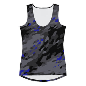 Women's Grey & Blue Camo Pattern Tank Top - Twinsies Shop