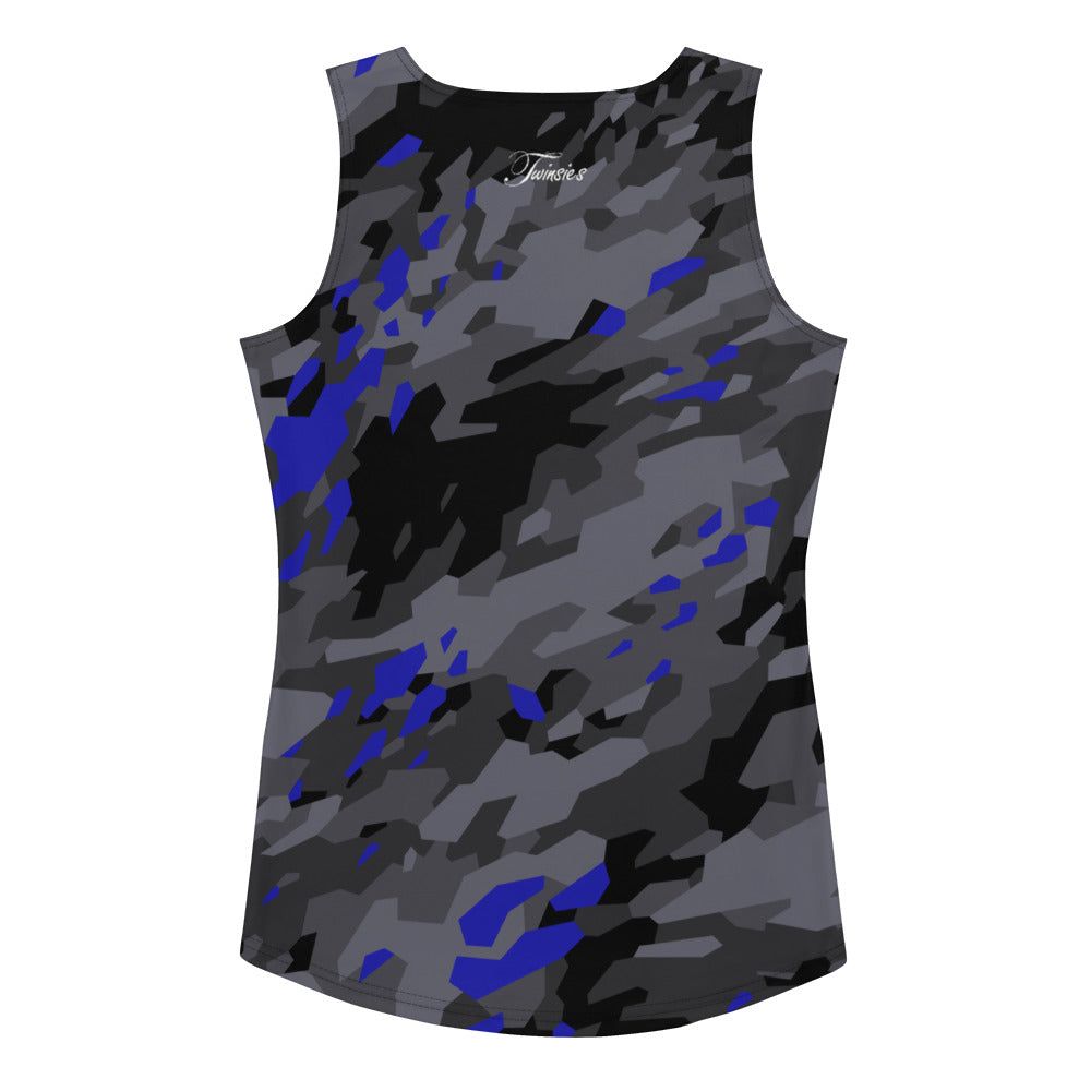 Women's Grey & Blue Camo Pattern Tank Top - Twinsies Shop