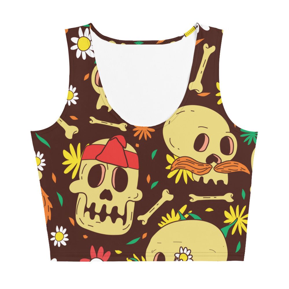 Women's Hippie Skulls Pattern Crop Top - Twinsies Shop