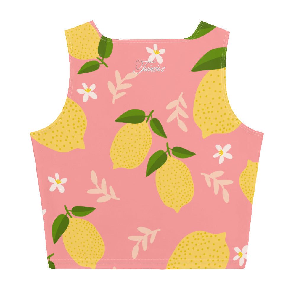 Women's Lemon Pink Pattern Crop Top - Twinsies Shop
