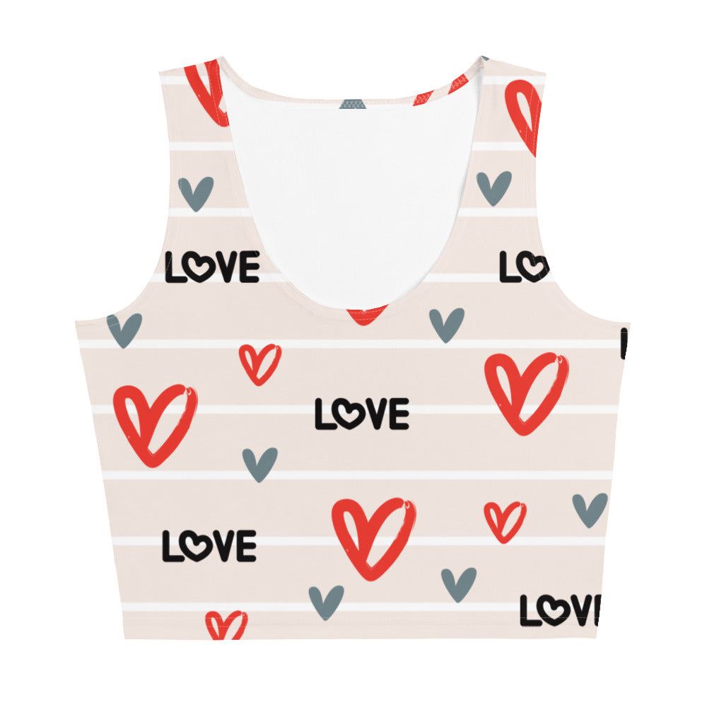 Women's Love & Hearts Pattern Crop Top - Twinsies Shop
