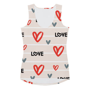 Women's Love & Hearts Pattern Tank Top - Twinsies Shop