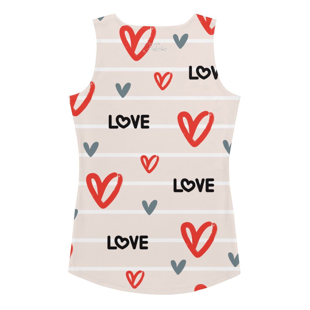 Women's Love & Hearts Pattern Tank Top - Twinsies Shop