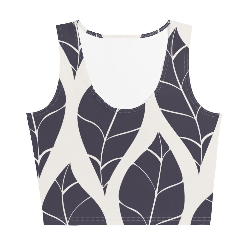 Women's Monochrome Leaf Pattern Crop Top - Twinsies Shop