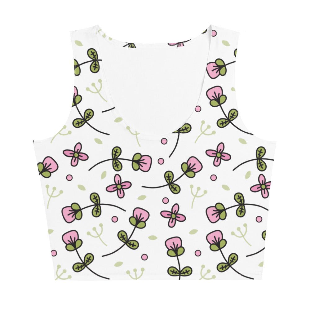 Women's Pink Flower Pattern Crop Top - Twinsies Shop