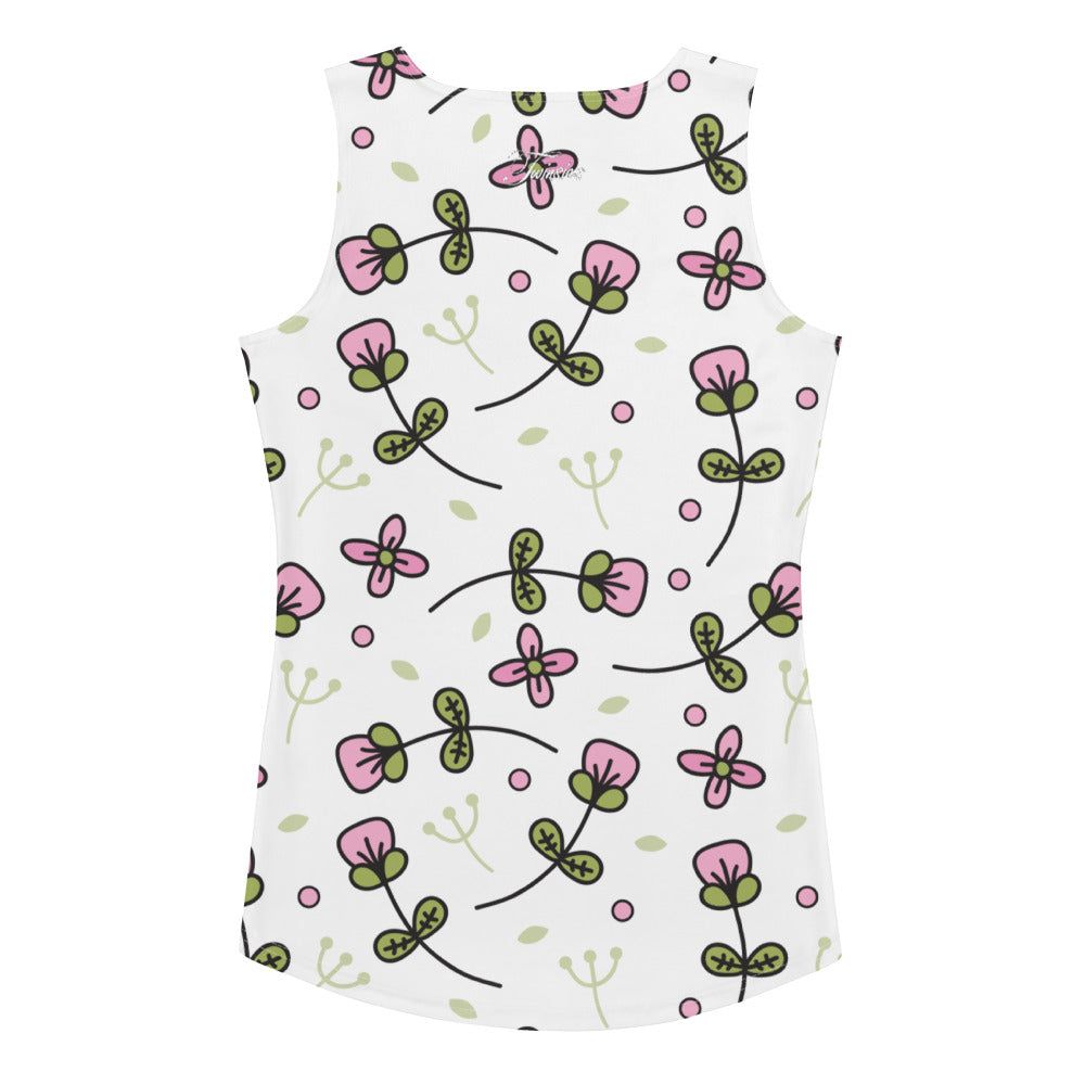 Women's Pink Flower Pattern Tank Top - Twinsies Shop
