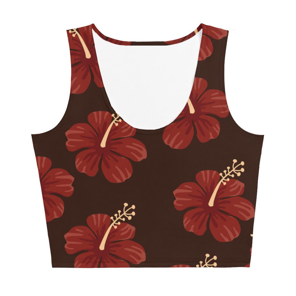 Women's Red Hibiscus Flower Pattern Crop Top - Twinsies Shop