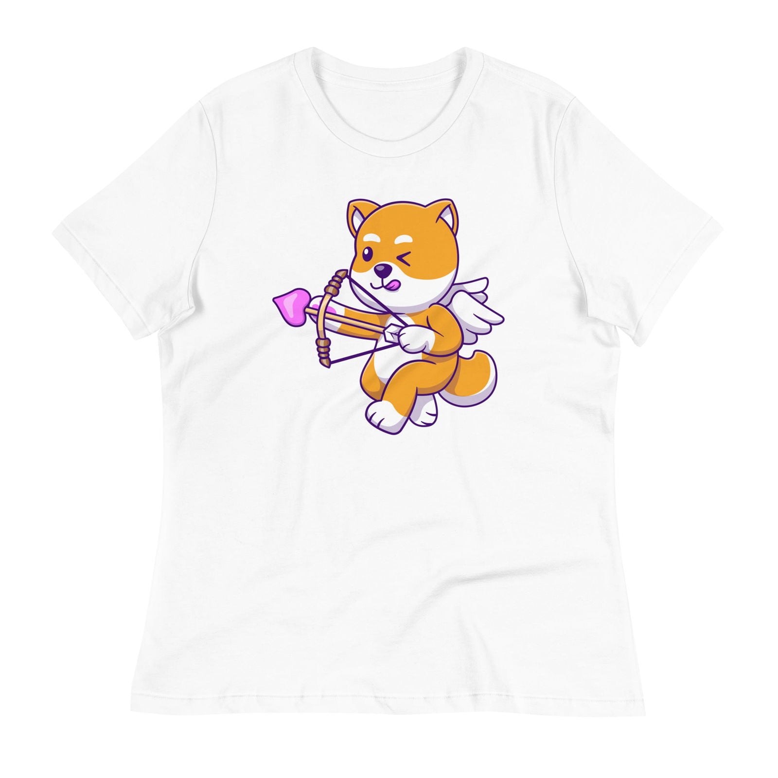 Women's Shiba Inu Cupid Relaxed Fit Graphic T-Shirt - Twinsies Shop