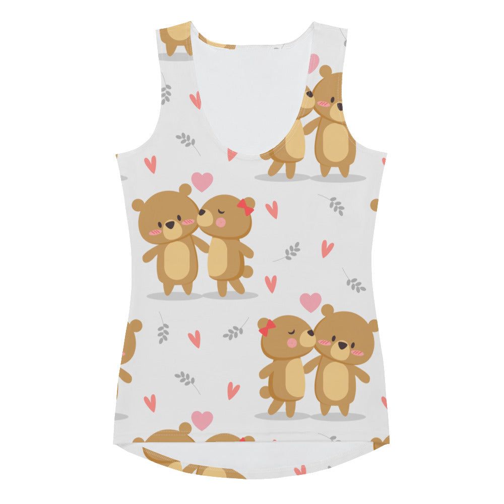 Women's Valentine Bears Pattern Tank Top - Twinsies Shop