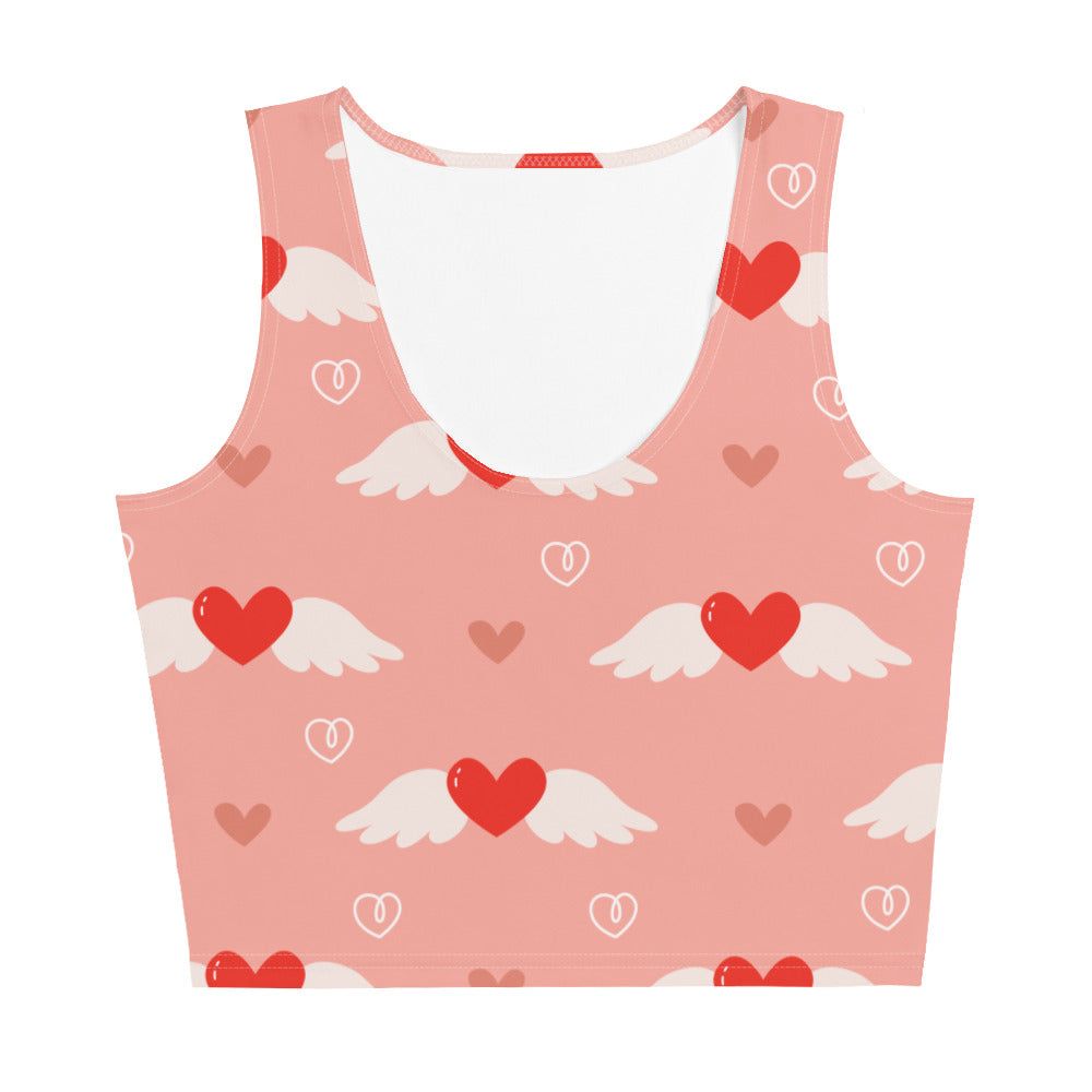 Women's Winged Hearts Pattern Crop Top - Twinsies Shop