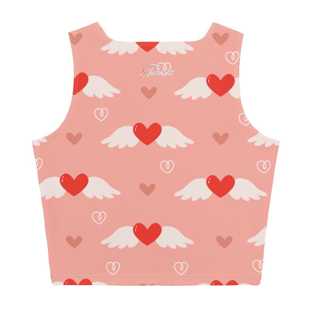 Women's Winged Hearts Pattern Crop Top - Twinsies Shop