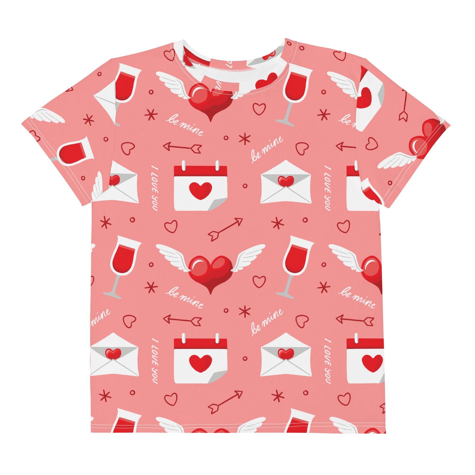 Youth's Be Mine Pattern Crew Neck T-Shirt - Twinsies Shop