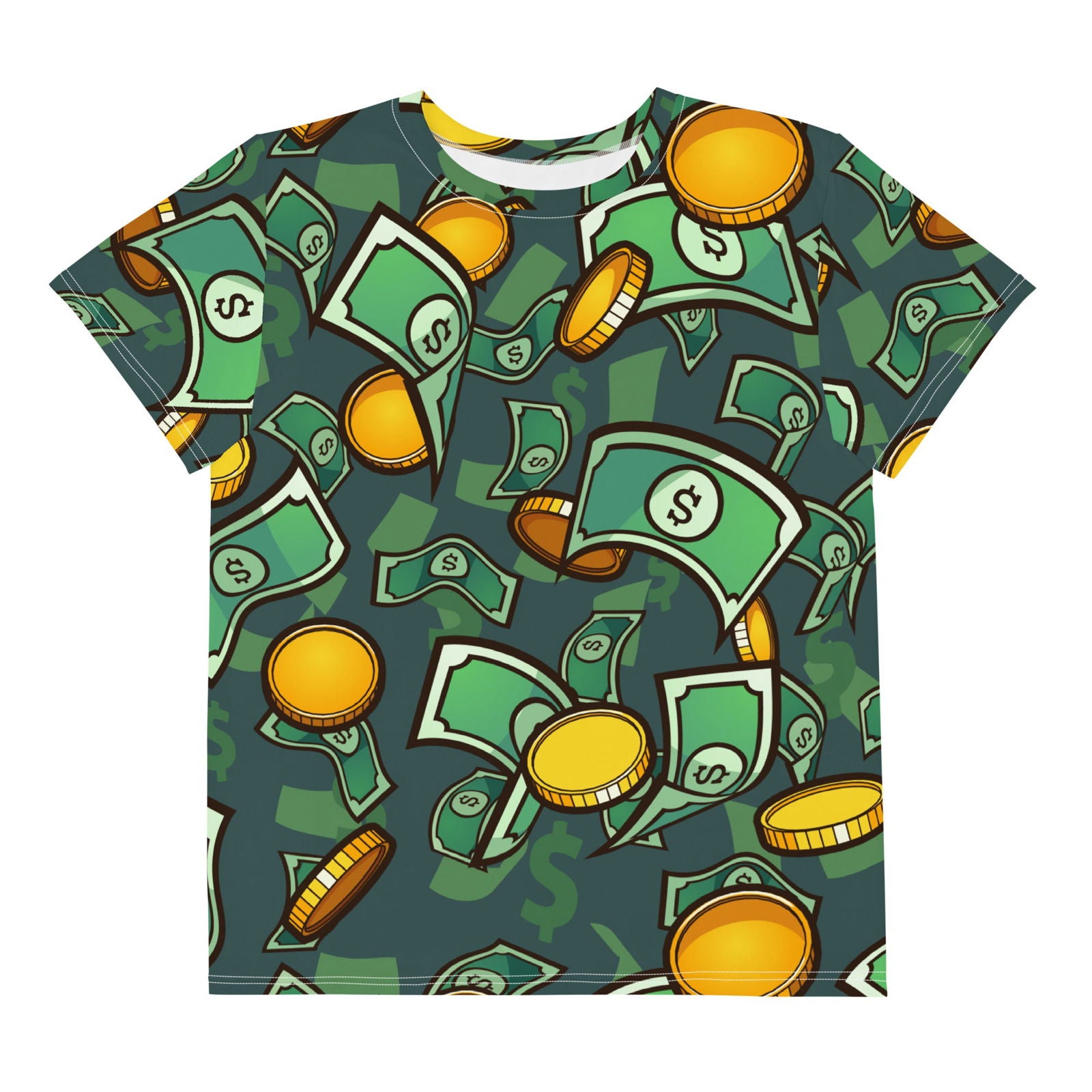 Youth's Money Pattern Crew Neck T-Shirt - Twinsies Shop