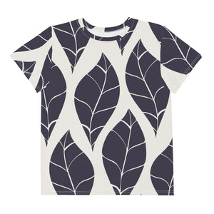 Youth's Monochrome Leaf Pattern Crew Neck T-Shirt - Twinsies Shop